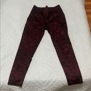 Women's Burgundy Patterned Leggings